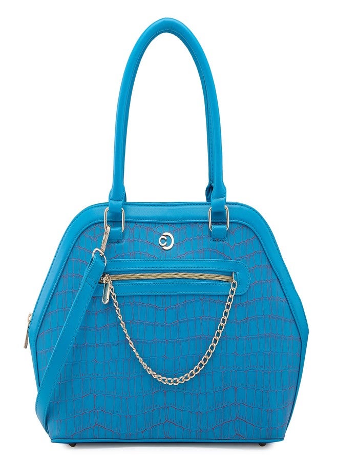 Caprese Mist Satchel Large Blue Bag with Adjustable & Detachable Strap|Versatile Shoulder, Crossbody & Handheld Bag for Work, Travel, and Everyday Use, Spacious with Multiple Compartments - Image 1